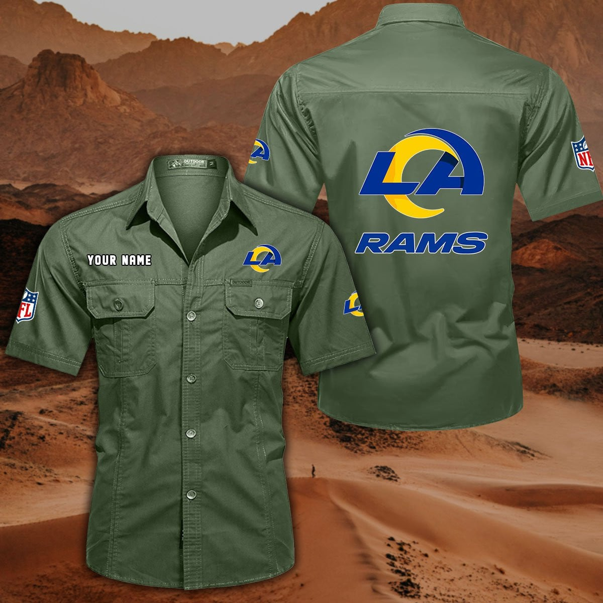 SPECIAL EDITION - NEW CUSTOMIZED NFL22 LAR LOS ANGELES RAMS MUTICOLOR MEN'S CARGO SHIRT