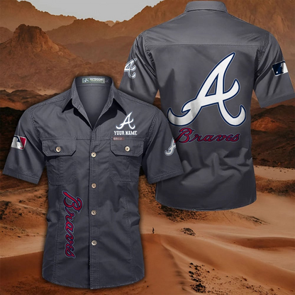 LIMITED EDITION - NEW CUSTOMIZED MLB09 ABS ATLANTA BRAVES MEN'S CARGO SHIRT