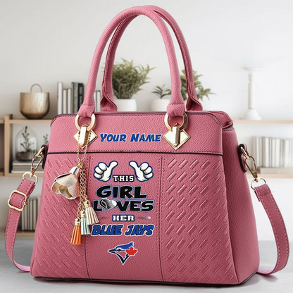LIMITED EDITION - NEW CUSTOMIZED MLB12 TBJ TORONTO BLUE JAYS ZIP HANDBAG MULTICOLOR