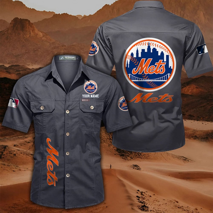 LIMITED EDITION - NEW CUSTOMIZED MLB17 NYM NEW YORK METS MEN'S CARGO SHIRT