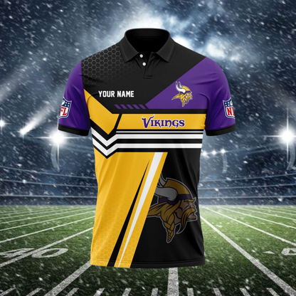 LIMITED EDITION - NEW CUSTOMIZED NFL05 MVK MINNESOTA VIKINGS POLO SHIRT