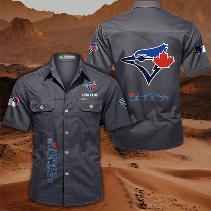 LIMITED EDITION - NEW CUSTOMIZED MLB12 TBJ TORONTO BLUE JAYS MEN'S CARGO SHIRT