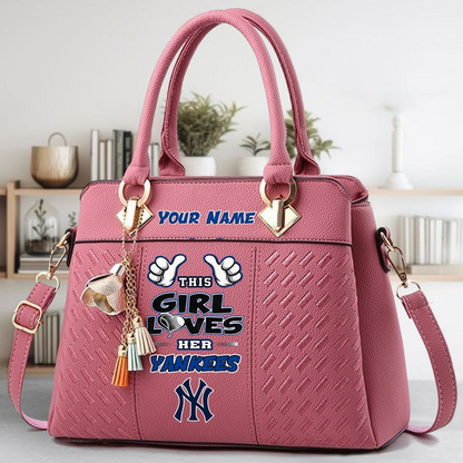 LIMITED EDITION - NEW CUSTOMIZED MLB01 NYY NEW YORK YANKEES ZIP HANDBAG MULTICOLOR