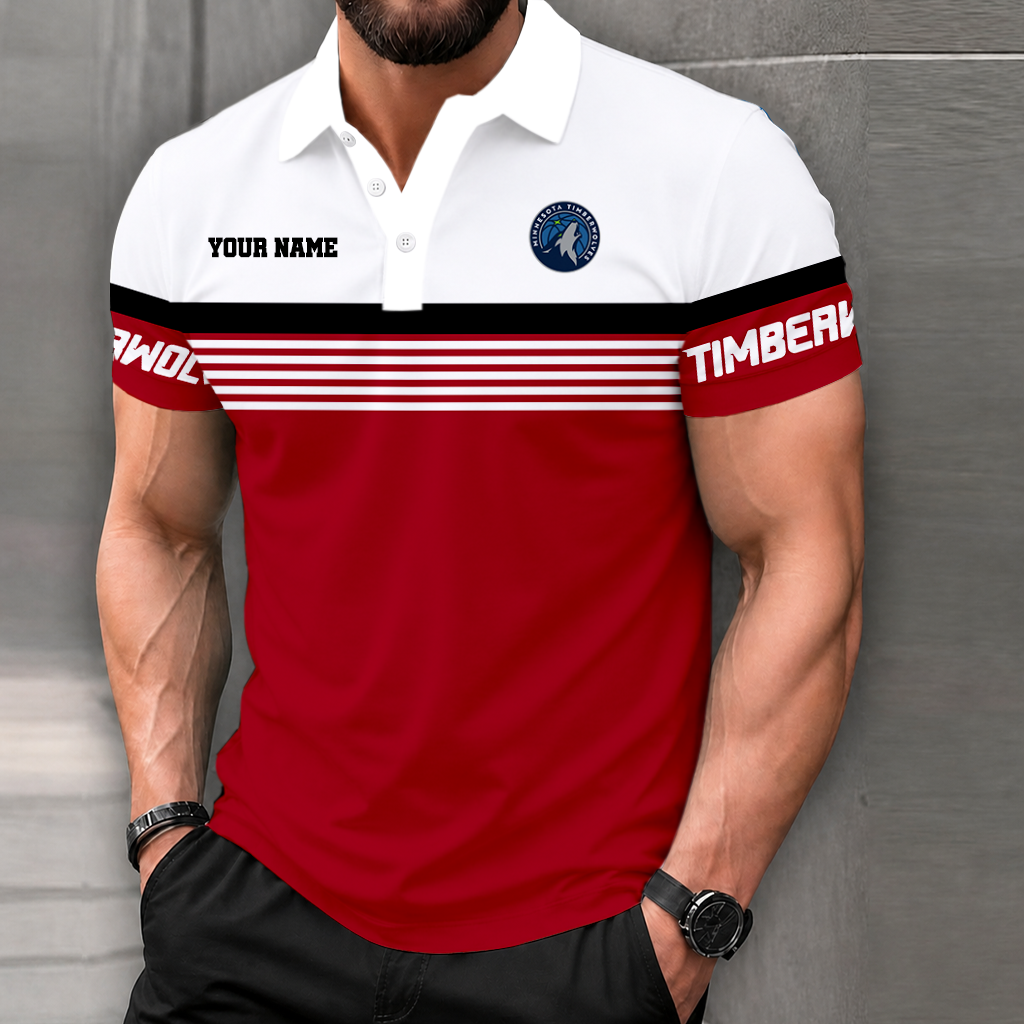 LIMITED EDITION - NEW CUSTOMIZED NBA05 MTW MINNESOTA TIMBERWOLVES POLO SHIRT
