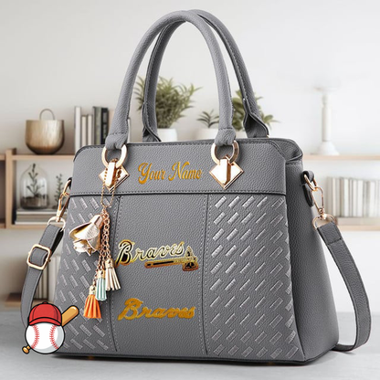 LIMITED EDITION - NEW CUSTOMIZED MLB09 ABS ATLANTA BRAVES ZIP HANDBAG MULTICOLOR