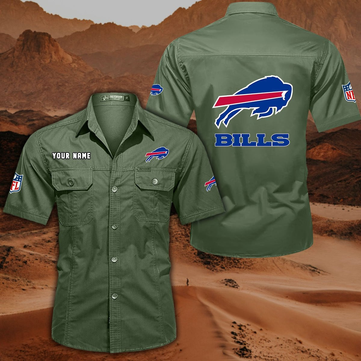SPECIAL EDITION - NEW CUSTOMIZED NFL03 BFB BUFFALO BILLS MUTICOLOR MEN'S CARGO SHIRT