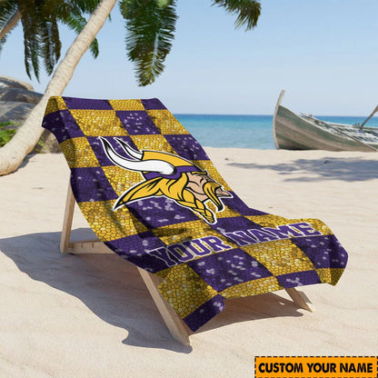 LIMITED EDITION - NEW CUSTOMIZED NFL05 MVK MINNESOTA VIKINGS BEACH TOWEL