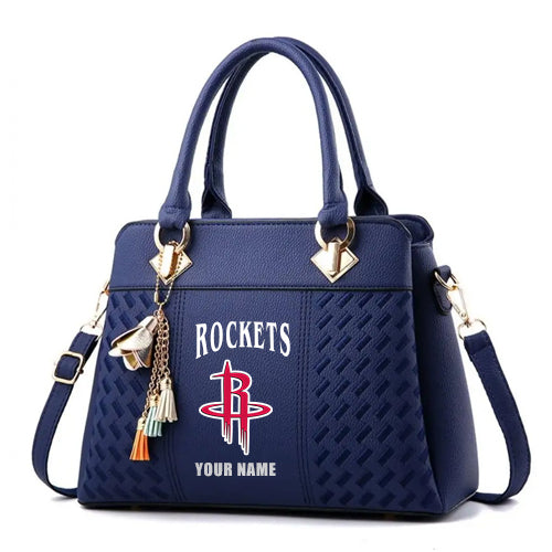 LIMITED EDITION - NEW CUSTOMIZED NBA07 HRO HOUSTON ROCKETS ZIP HANDBAG MULTICOLOR