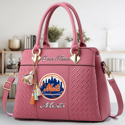 LIMITED EDITION - NEW CUSTOMIZED MLB17 NYM NEW YORK METS ZIP HANDBAG MULTICOLOR