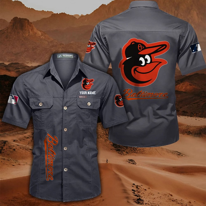 LIMITED EDITION - NEW CUSTOMIZED MLB25 BOS BALTIMORE ORIOLES MEN'S CARGO SHIRT