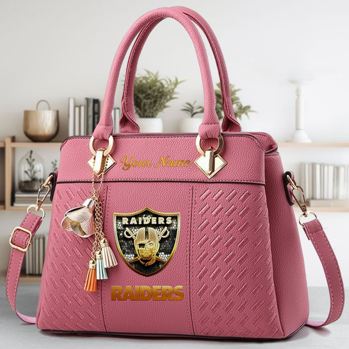 LIMITED EDITION - NEW CUSTOMIZED NFL07 LVR LAS VEGAS RAIDERS LUXURY HANDBAG IN MULTIPLE COLORS