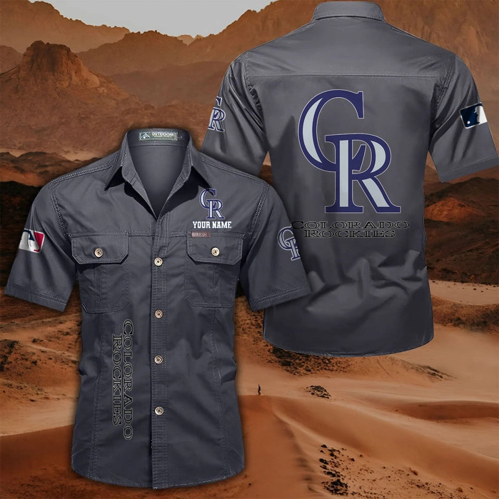 LIMITED EDITION - NEW CUSTOMIZED MLB30 COR COLORADO ROCKIES MEN'S CARGO SHIRT