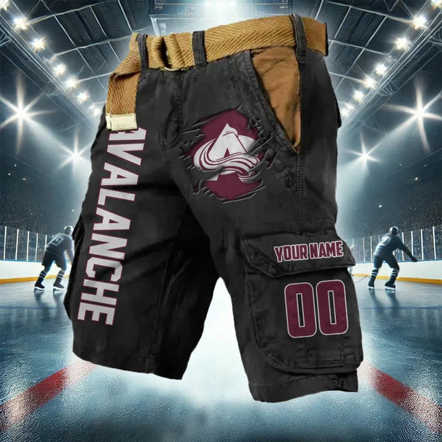 LIMITED EDITION - NEW CUSTOMIZED NHL05 CAL COLORADO AVALANCHE CARGO SHORTS