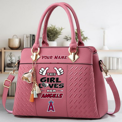 LIMITED EDITION - NEW CUSTOMIZED MLB27 LAA LOS ANGELES ANGELS ZIP HANDBAG MULTICOLOR