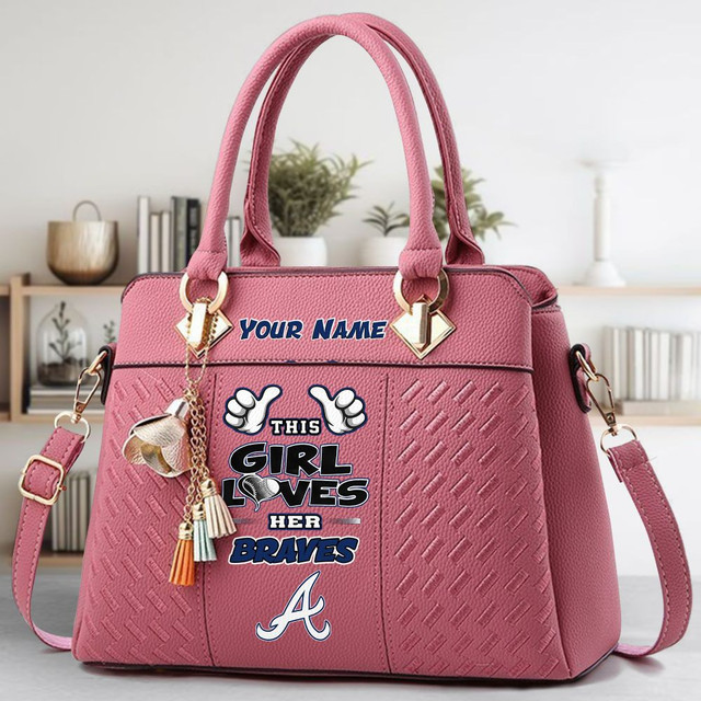 LIMITED EDITION - NEW CUSTOMIZED MLB09 ABS ATLANTA BRAVES ZIP HANDBAG MULTICOLOR