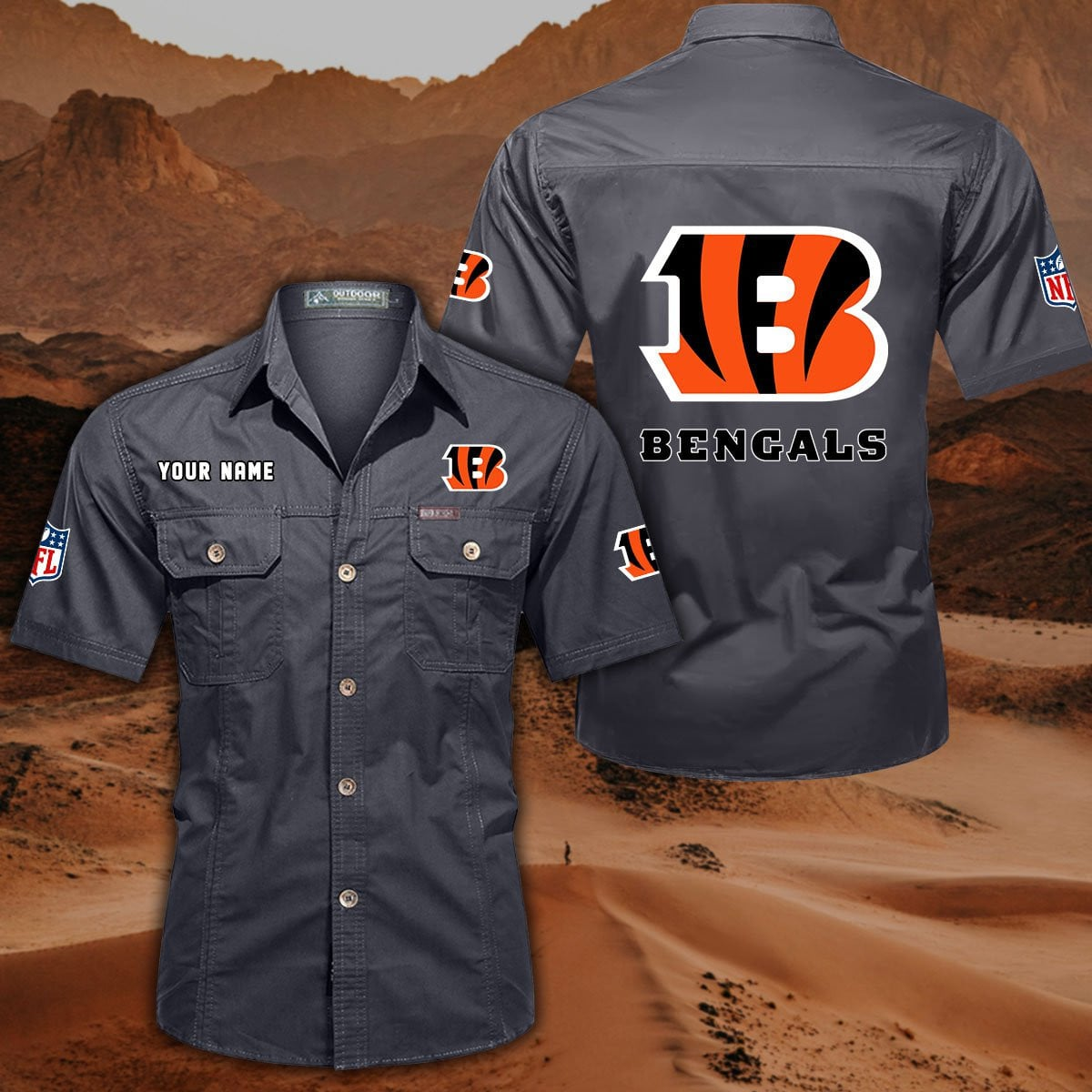 SPECIAL EDITION - NEW CUSTOMIZED NFL16 CCB CINCINNATI BENGALS MUTICOLOR MEN'S CARGO SHIRT