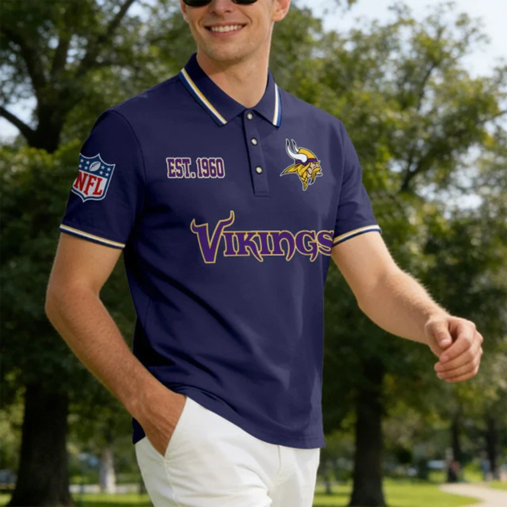 [SPECIAL OFFER] NEW CUSTOMIZED NFL05 MVK MINNESOTA VIKINGS POLO SHIRT