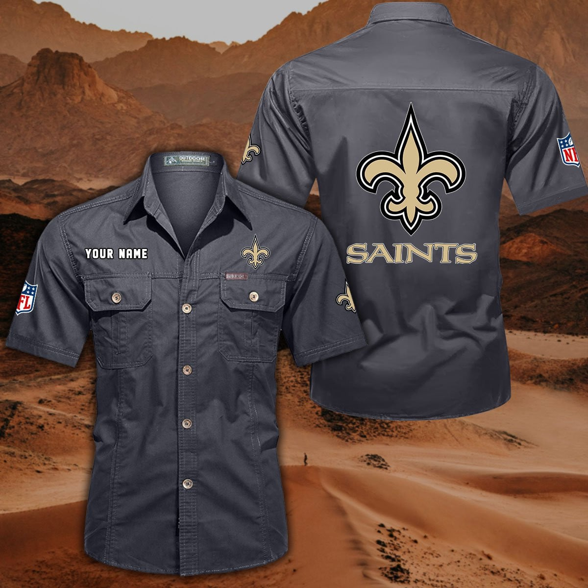 SPECIAL EDITION - NEW CUSTOMIZED NFL24 NOS NEW ORLEANS SAINTS MUTICOLOR MEN'S CARGO SHIRT