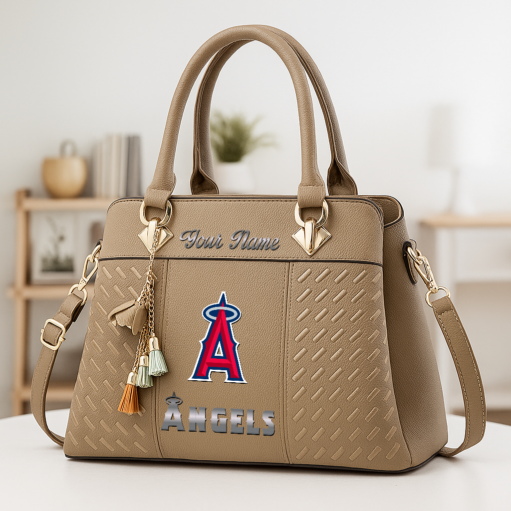 LIMITED EDITION - NEW CUSTOMIZED MLB27 LAA LOS ANGELES ANGELS ZIP HANDBAG MULTICOLOR