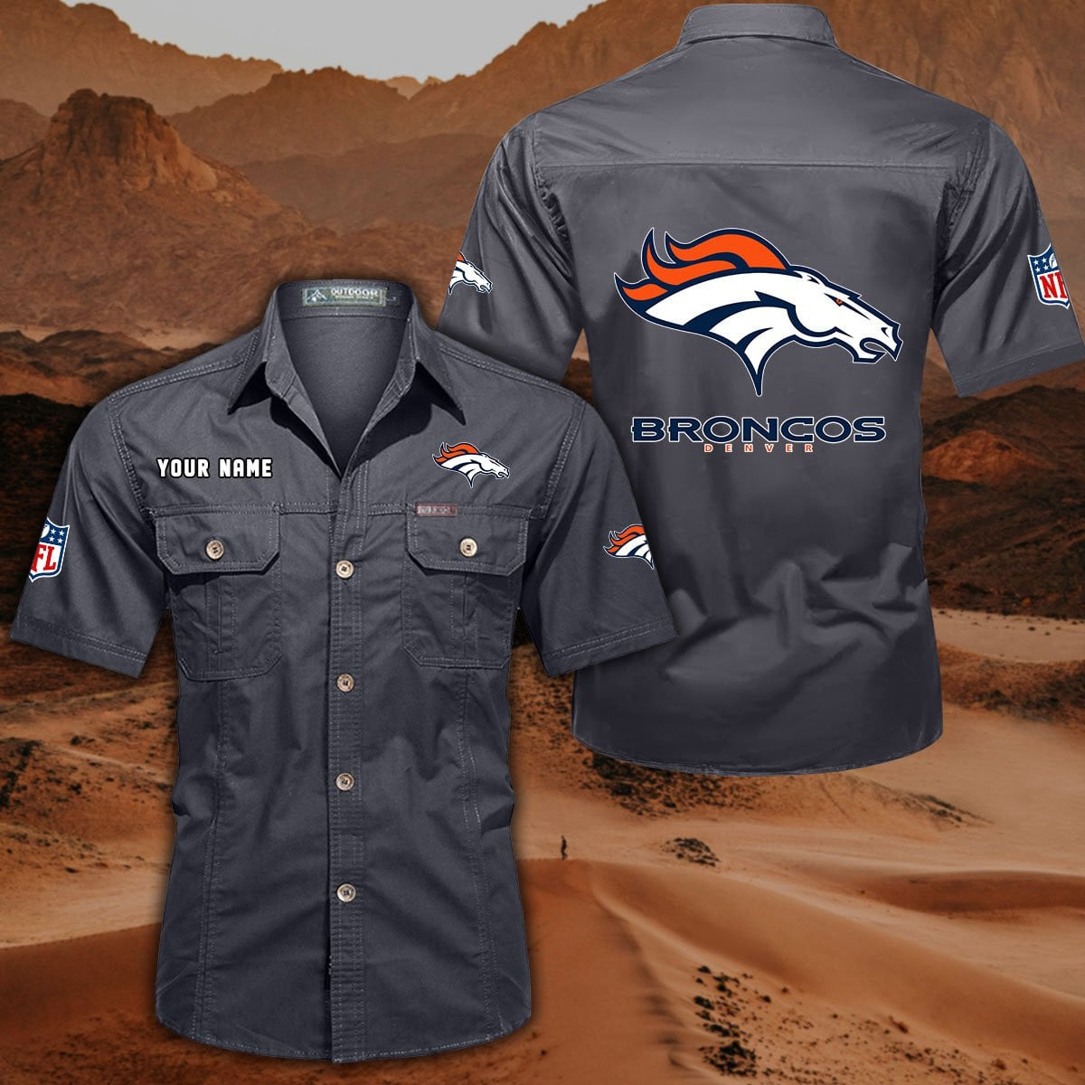 SPECIAL EDITION - NEW CUSTOMIZED NFL13 DVB DENVER BRONCOS MUTICOLOR MEN'S CARGO SHIRT