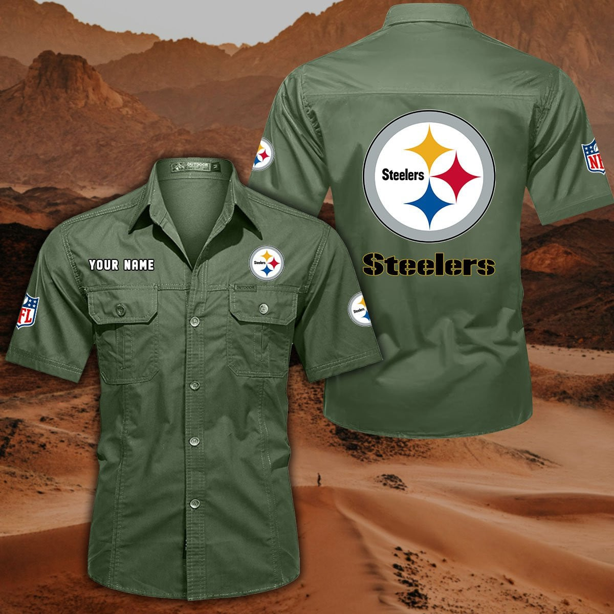 SPECIAL EDITION - NEW CUSTOMIZED NFL14 PSB PITTSBURGH STEELERS MUTICOLOR MEN'S CARGO SHIRT
