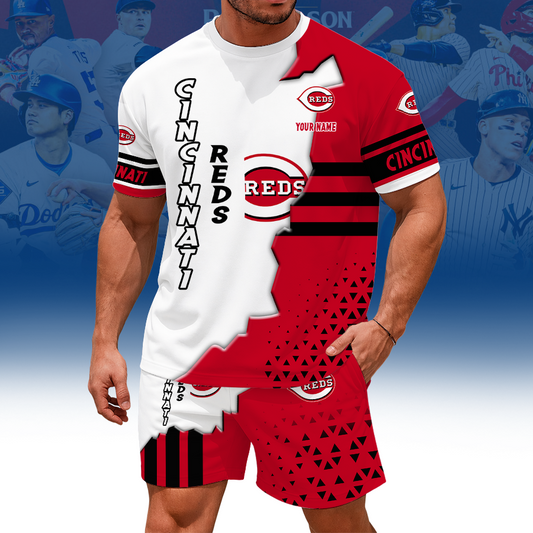 LIMITED EDITION - NEW CUSTOMIZED MLB05 CRS CINCINNATI REDS UNISEX T-SHIRT & SHORTS SET