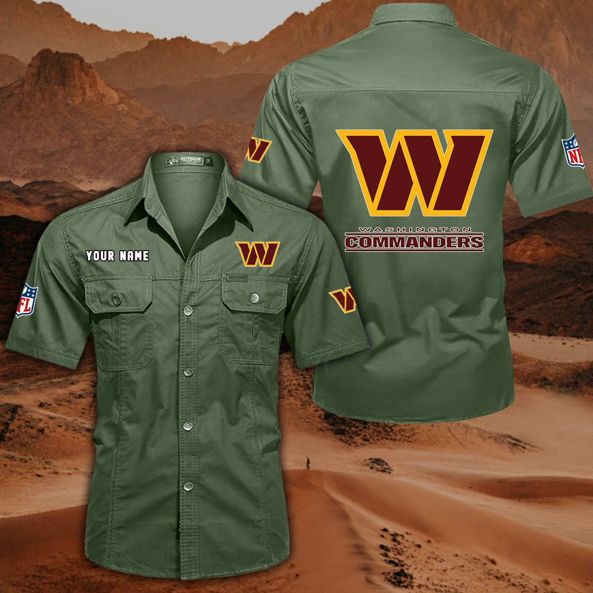SPECIAL EDITION - NEW CUSTOMIZED NFL12 WTC WASHINGTON COMMANDERS MUTICOLOR MEN'S CARGO SHIRT