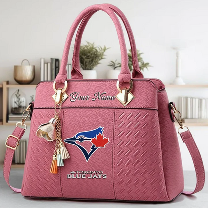 LIMITED EDITION - NEW CUSTOMIZED MLB12 TBJ TORONTO BLUE JAYS ZIP HANDBAG MULTICOLOR