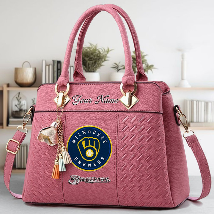 LIMITED EDITION - NEW CUSTOMIZED MLB15 MBS MILWAUKEE BREWERS ZIP HANDBAG MULTICOLOR