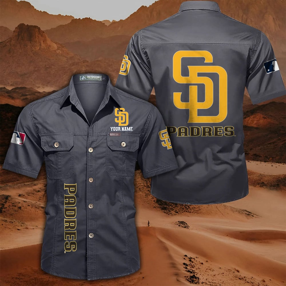 LIMITED EDITION - NEW CUSTOMIZED MLB18 SDP SAN DIEGO PADRES MEN'S CARGO SHIRT