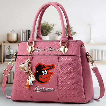 LIMITED EDITION - NEW CUSTOMIZED MLB25 BOS BALTIMORE ORIOLES ZIP HANDBAG MULTICOLOR