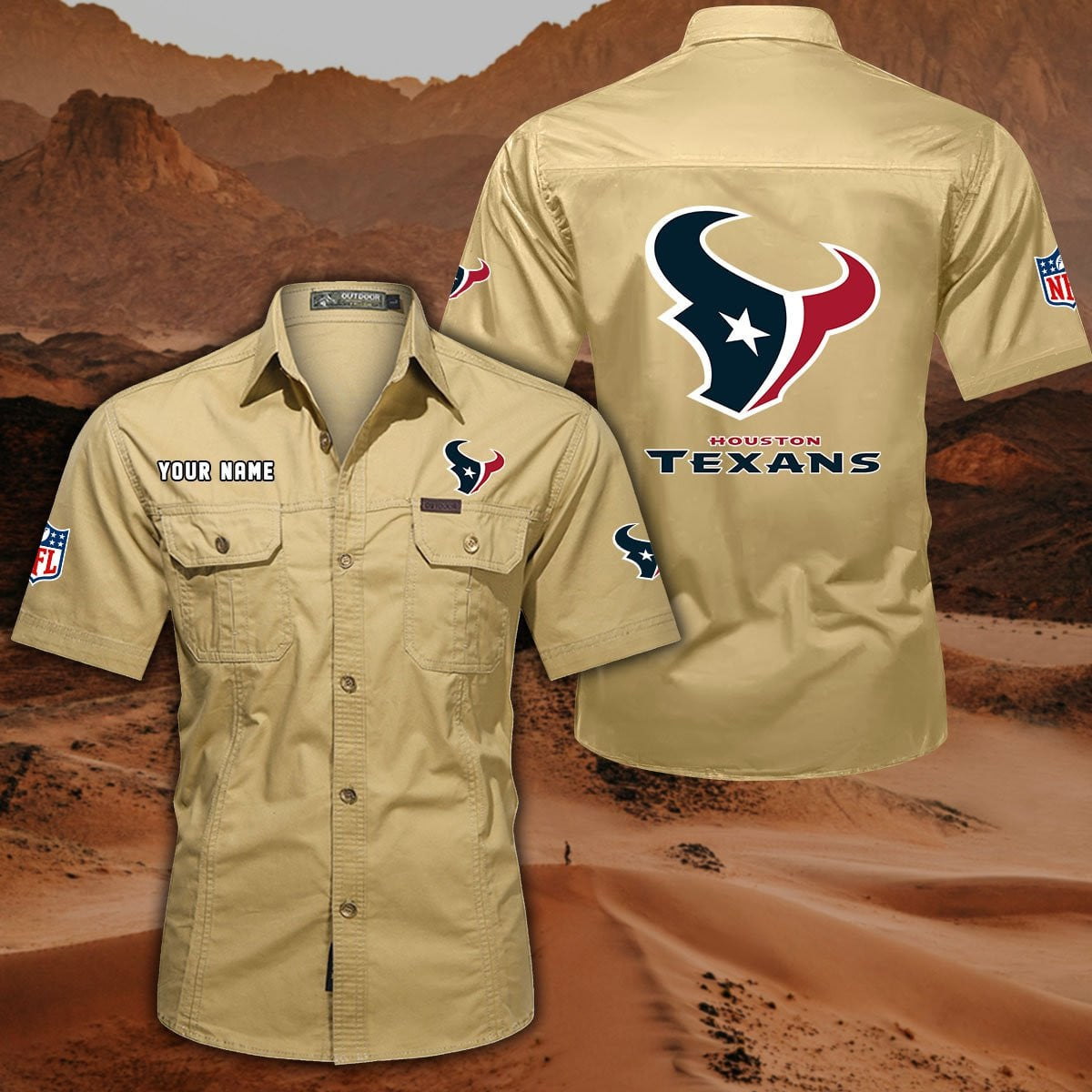 SPECIAL EDITION - NEW CUSTOMIZED NFL15 HTT HOUSTON TEXANS MUTICOLOR MEN'S CARGO SHIRT