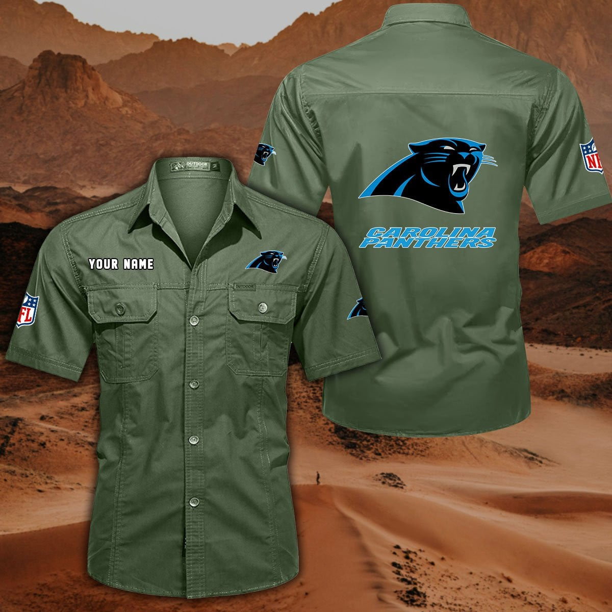 SPECIAL EDITION - NEW CUSTOMIZED NFL23 CLP CAROLINA PANTHERS MUTICOLOR MEN'S CARGO SHIRT