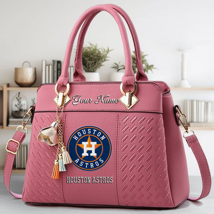 LIMITED EDITION - NEW CUSTOMIZED MLB10 HAS HOUSTON ASTROS ZIP HANDBAG MULTICOLOR