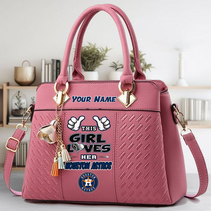 LIMITED EDITION - NEW CUSTOMIZED MLB10 HAS HOUSTON ASTROS ZIP HANDBAG MULTICOLOR