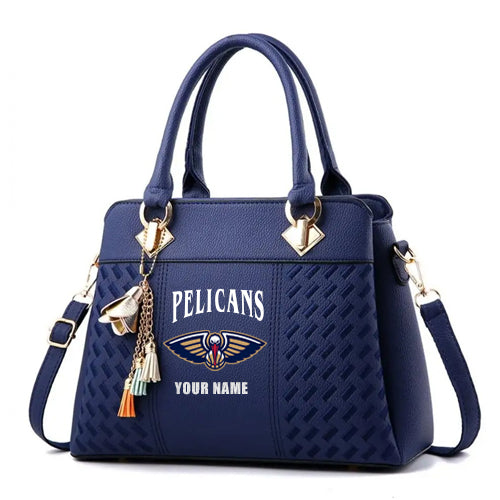 LIMITED EDITION - NEW CUSTOMIZED NBA30 NOP NEW ORLEANS PELICANS ZIP HANDBAG MULTICOLOR