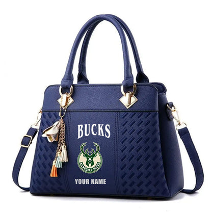 LIMITED EDITION - NEW CUSTOMIZED NBA11 MBU MILWAUKEE BUCKS ZIP HANDBAG MULTICOLOR