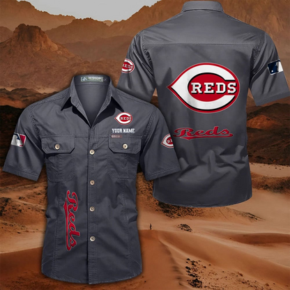 LIMITED EDITION - NEW CUSTOMIZED MLB05 CRS CINCINNATI REDS MEN'S CARGO SHIRT
