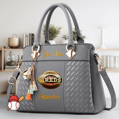 LIMITED EDITION - NEW CUSTOMIZED MLB05 CRS CINCINNATI REDS ZIP HANDBAG MULTICOLOR