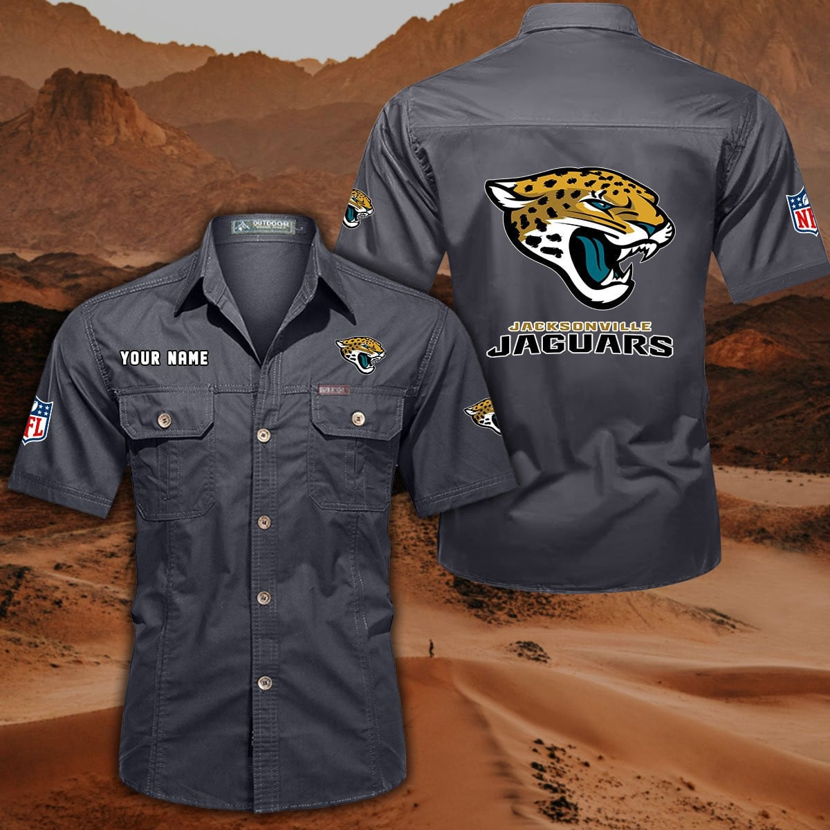 SPECIAL EDITION - NEW CUSTOMIZED NFL30 JSJ JACKSONVILLE JAGUARS MUTICOLOR MEN'S CARGO SHIRT