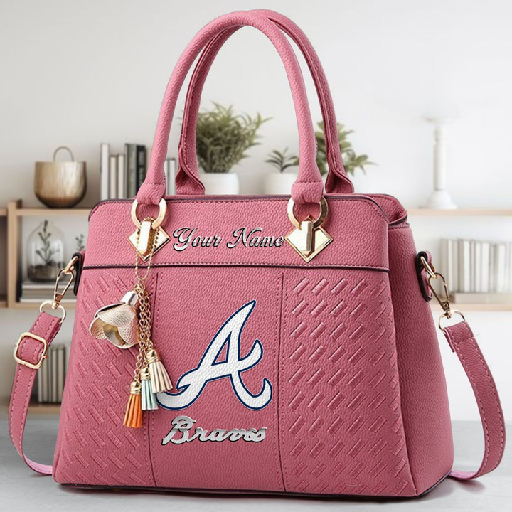 LIMITED EDITION - NEW CUSTOMIZED MLB09 ABS ATLANTA BRAVES ZIP HANDBAG MULTICOLOR