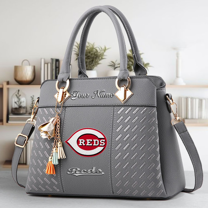 LIMITED EDITION - NEW CUSTOMIZED MLB05 CRS CINCINNATI REDS ZIP HANDBAG MULTICOLOR