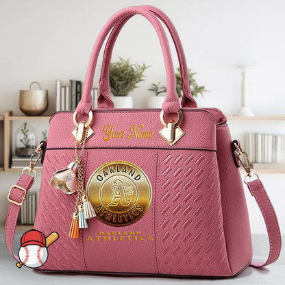 LIMITED EDITION - NEW CUSTOMIZED MLB23 OAS OAKLAND ATHLETICS ZIP HANDBAG MULTICOLOR