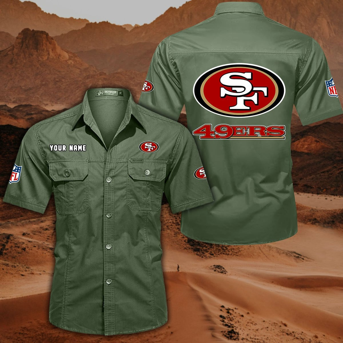 SPECIAL EDITION - NEW CUSTOMIZED NFL11 SF49 SAN FRANCISCO 49ERS MUTICOLOR MEN'S CARGO SHIRT