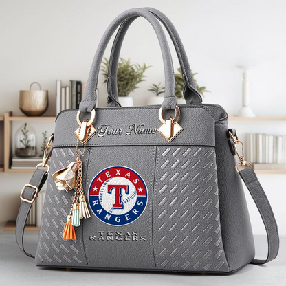 LIMITED EDITION - NEW CUSTOMIZED MLB08 TRS TEXAS RANGERS ZIP HANDBAG MULTICOLOR
