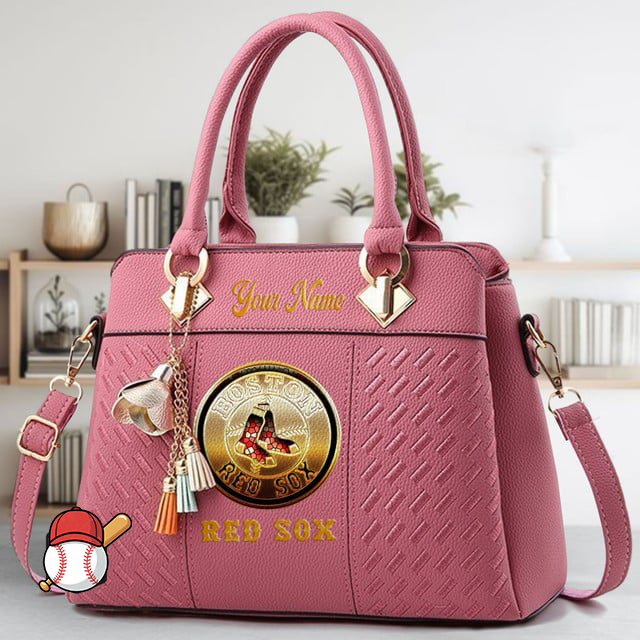 LIMITED EDITION - NEW CUSTOMIZED MLB03 BRS BOSTON RED SOX ZIP HANDBAG MULTICOLOR