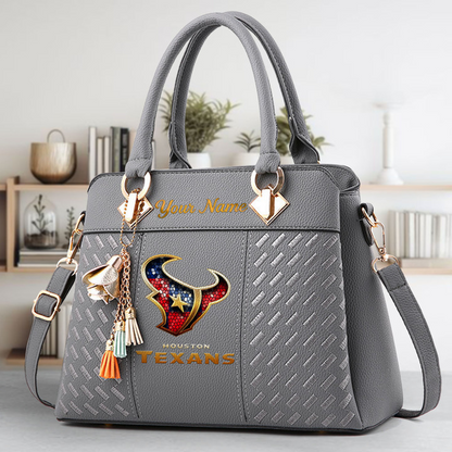 LIMITED EDITION - NEW CUSTOMIZED NFL15 HTT HOUSTON TEXANS LUXURY HANDBAG IN MULTIPLE COLORS