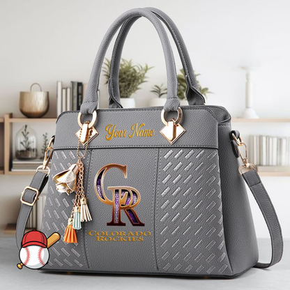 LIMITED EDITION - NEW CUSTOMIZED MLB30 COR COLORADO ROCKIES ZIP HANDBAG MULTICOLOR