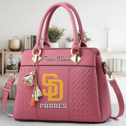 LIMITED EDITION - NEW CUSTOMIZED MLB18 SDP SAN DIEGO PADRES ZIP HANDBAG MULTICOLOR