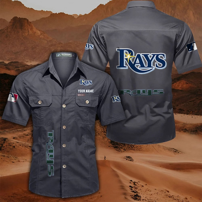 LIMITED EDITION - NEW CUSTOMIZED MLB21 TBR TAMPA BAY RAYS MEN'S CARGO SHIRT